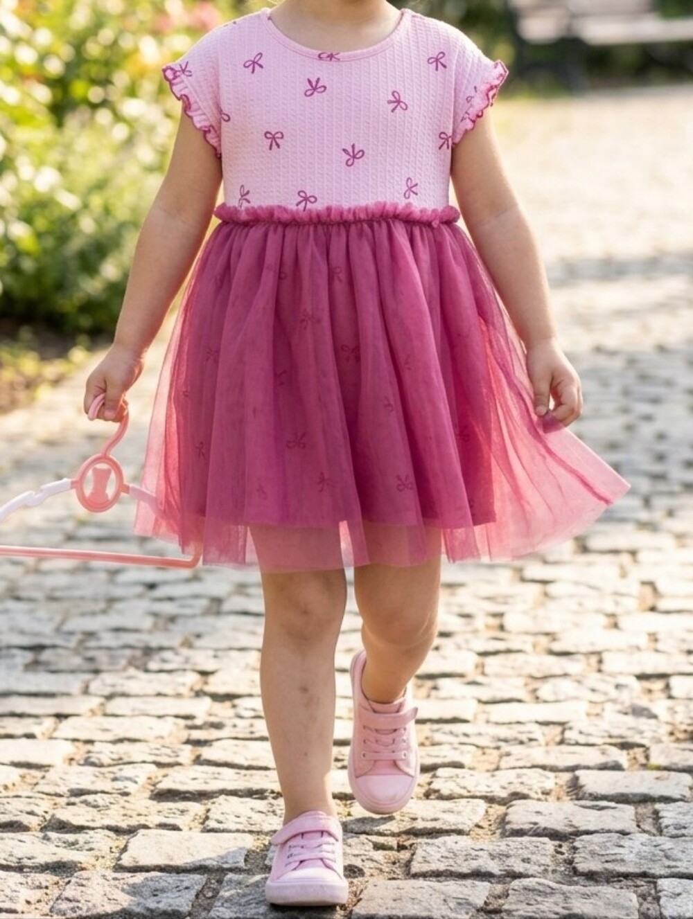 Cat & Jack Pink Bow Tulle Dress Toddler Girl 18M